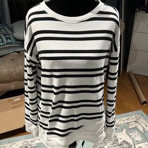 Talbots Black and White Striped Sweatshirt